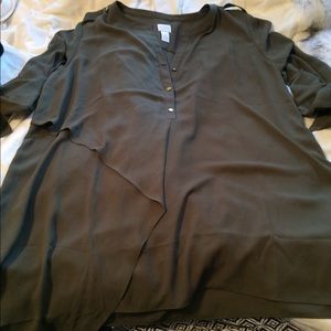 Olive green chiffon-like tunic